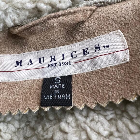 Y2K Sherpa Lined Zip Front Afghan Coat Faux Suede Size Small - Picture 6 of 8